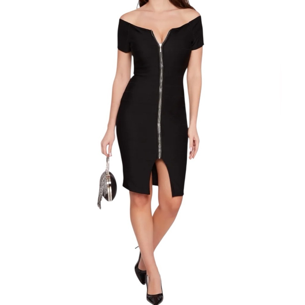 Haute Monde Zip Front Boat Neck Bandage Dress Size Large NWOT